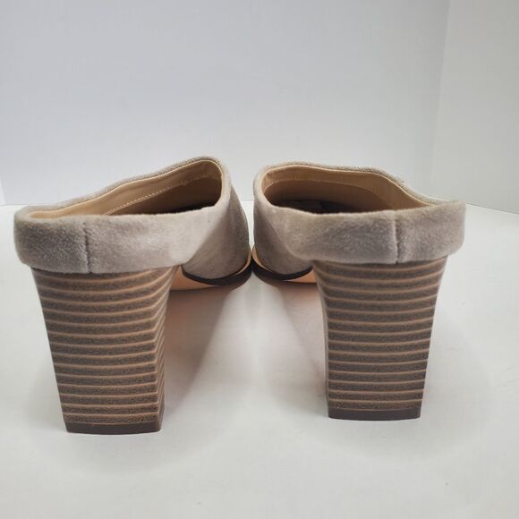 LULUS Mule Heels Zelah Camel Suede Square Toe Shoes Size 5.5 2.5" heel - Picture 2 of 11